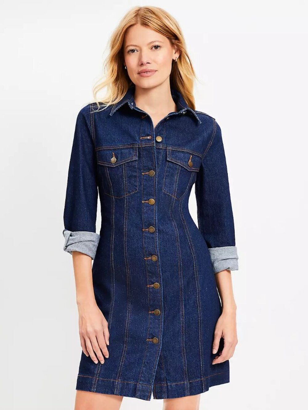 NWT Ann Taylor LOFT Womens Size 4 Jean Denim Mini Pocket Dress in Dark Rinse NEW